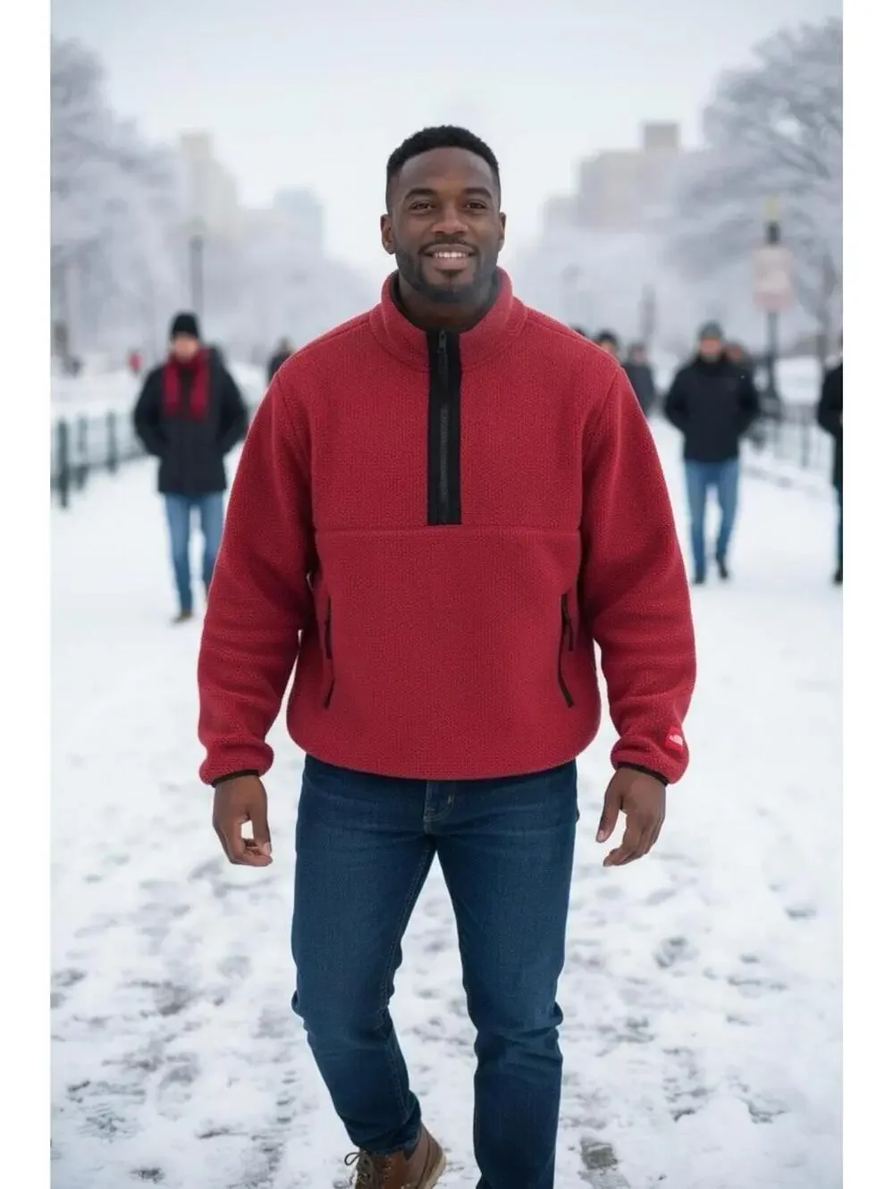 $175 The North Face Rare Pullover Fleece Jacket 1/2 Zip Cardinal Red Size Small
